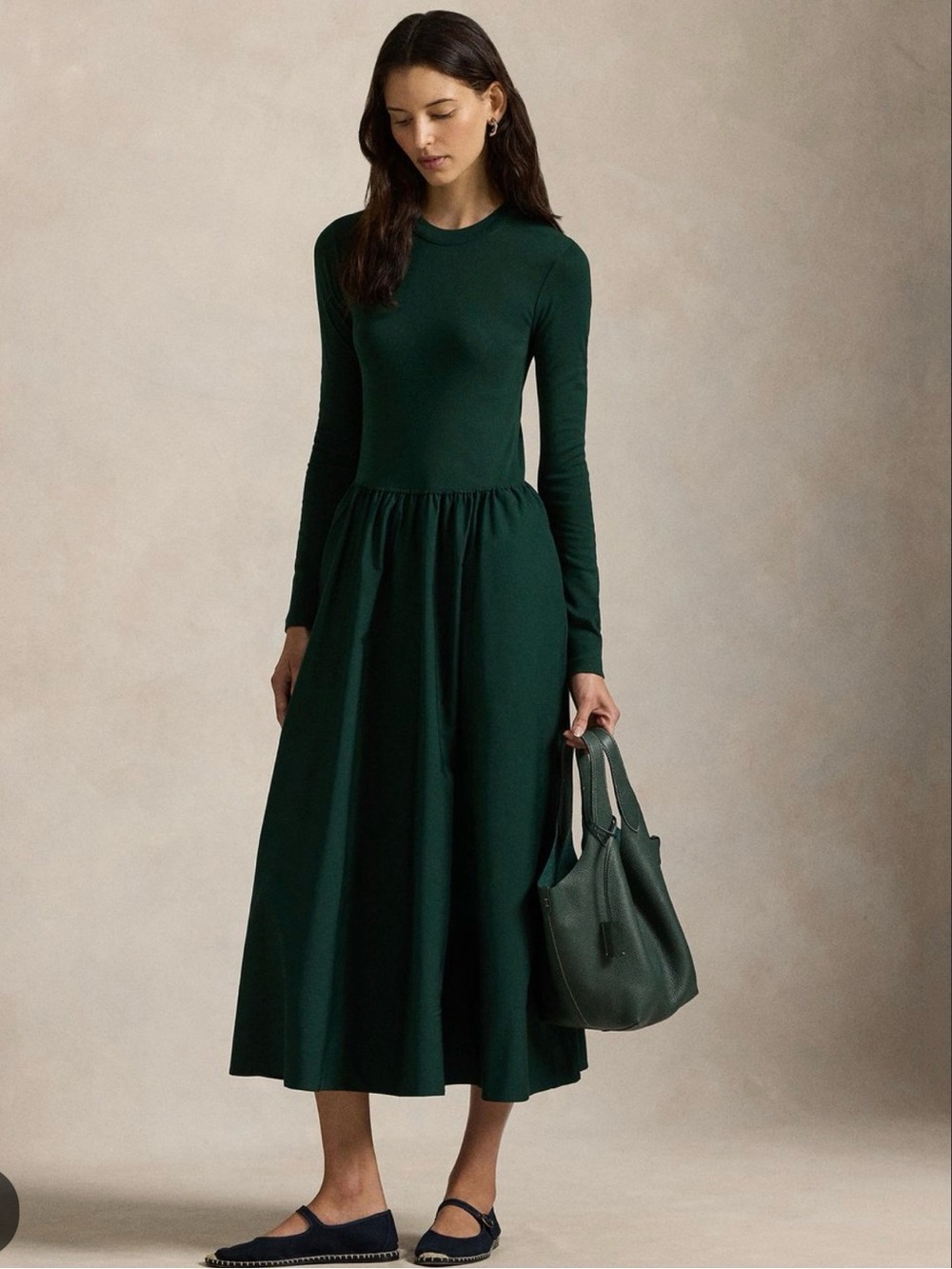 Polo by Ralph Lauren Dark Green Long-Sleeve Maxi Dress